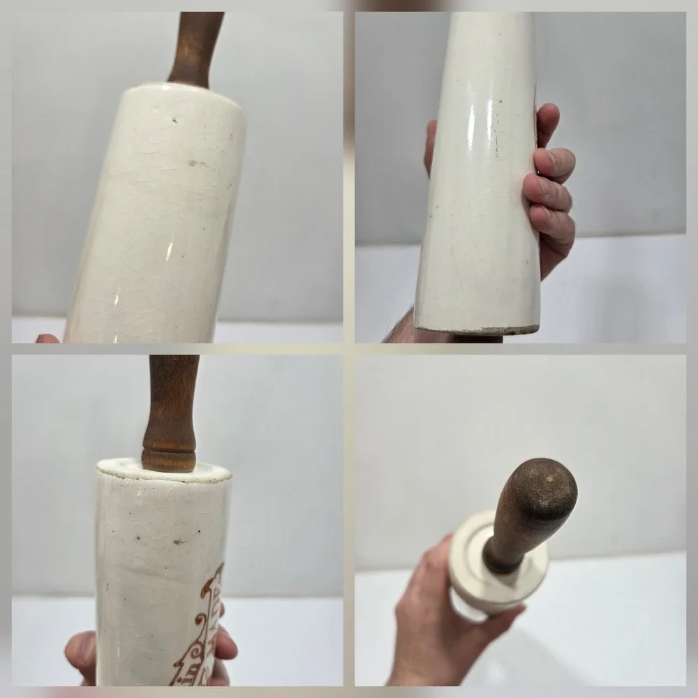 Golden Grain Ceramic Rolling Pin Advertising‎ With Wooden Handle